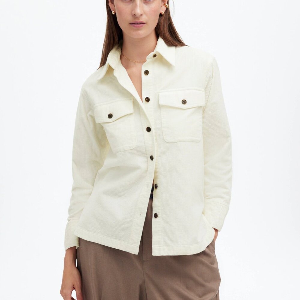 Madewell Corduroy Relaxed Shirt Jacket | WHITE | XXS